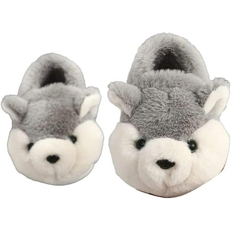 

CoCopeaunts Warm Slipper for Toddler Kids Fluffy Puppy Bedroom Slippers Winter Boys Non-Slip Cute Animal Home Shoes