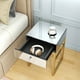 thumbnail image 5 of Mirror Nightstand with Drawer Glam Side Table  End Table Gold Metal Legs Storage Small Table for Living Room Bedroom, 5 of 7