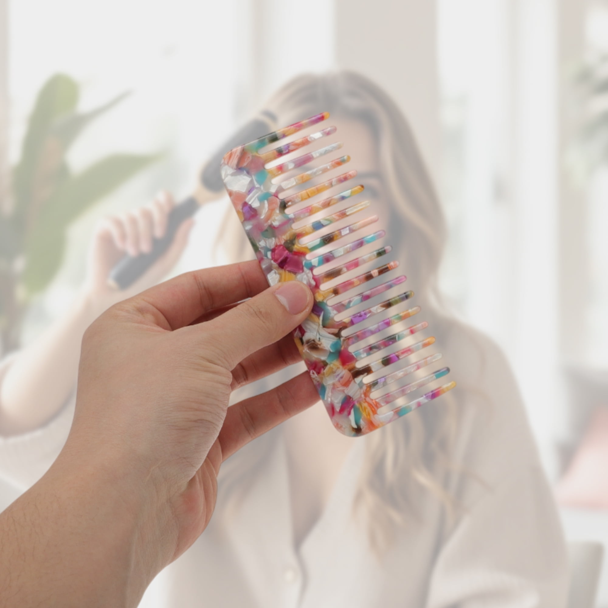 Unique Bargains 1 Pc Nineteen Tooth Rectangular Hair Comb for All Hair Types Colorful