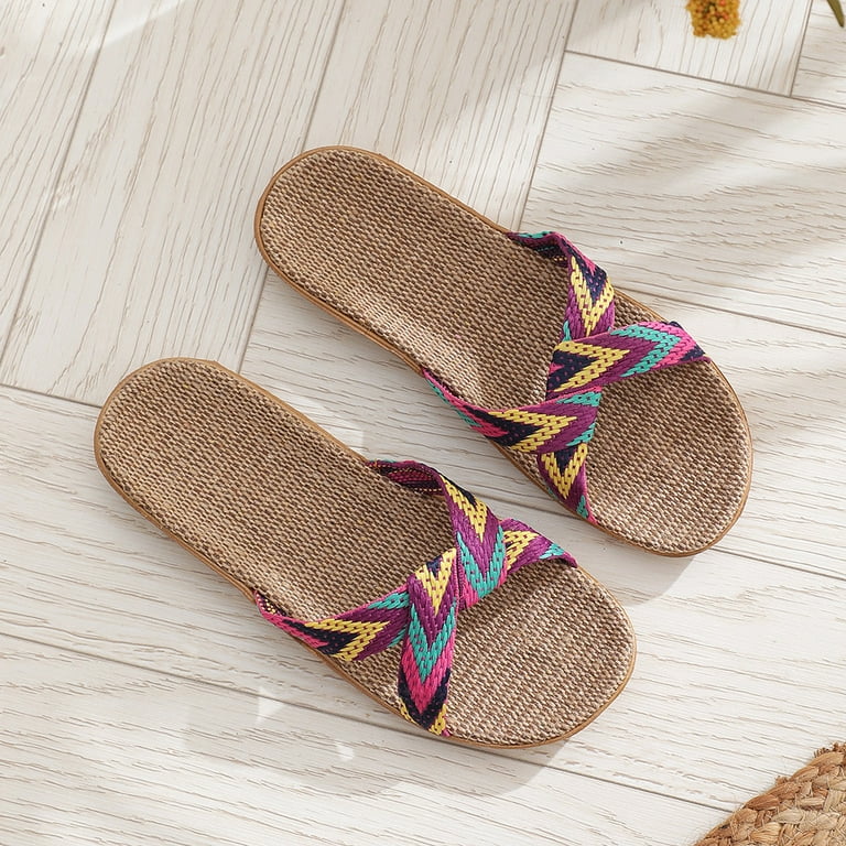 2022 Summer Womens Casual Boho Cross Sandals Comfort Linen Soft