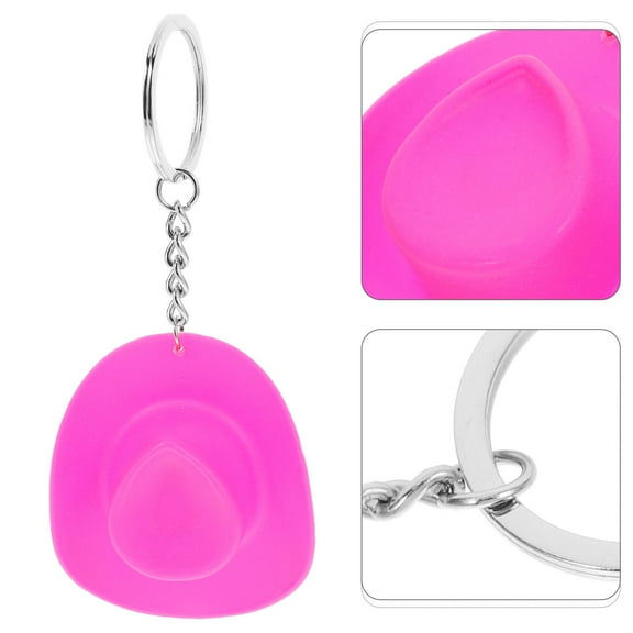 OUNONA Rosy Cowgirl Hat Keychain Pendant Zinc Alloy Acrylic Western Keychain Accessories for Key Storage