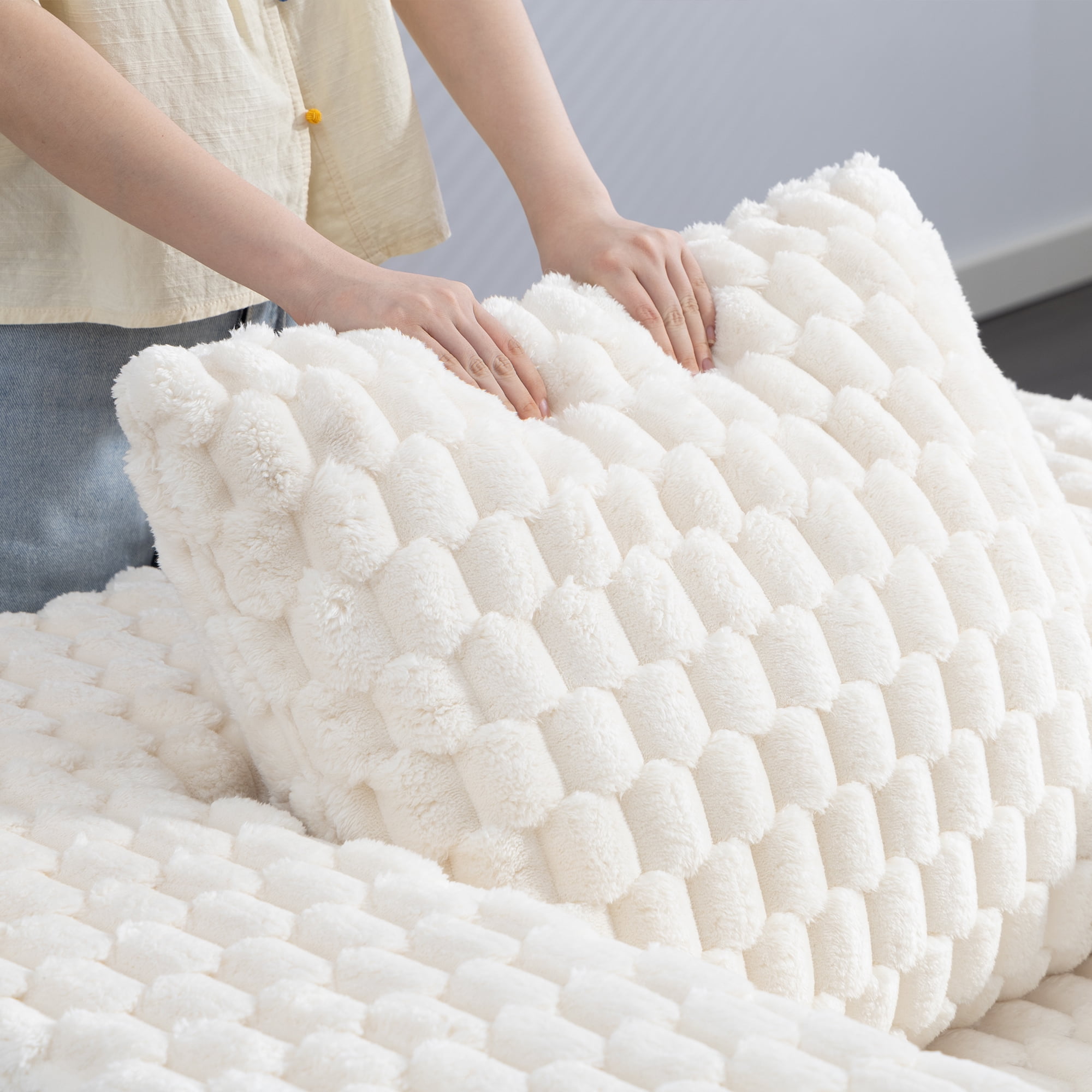 Demi Bonn 42" Corduroy Sofa Couches, Sofa Memory Foam Couches for Living Room, Cloud Couch with Ottoman, Beige