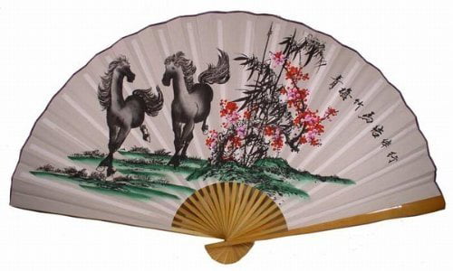 "Classic 35"" Oriental Feng Shui Wall Fan-Dragon" 