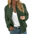 thumbnail image 3 of Bovemsi Bomber Jackets for Women Jacket Casual Coat Zip Up Outerwear Windbreaker With Pockets Light Jackets, 3 of 9