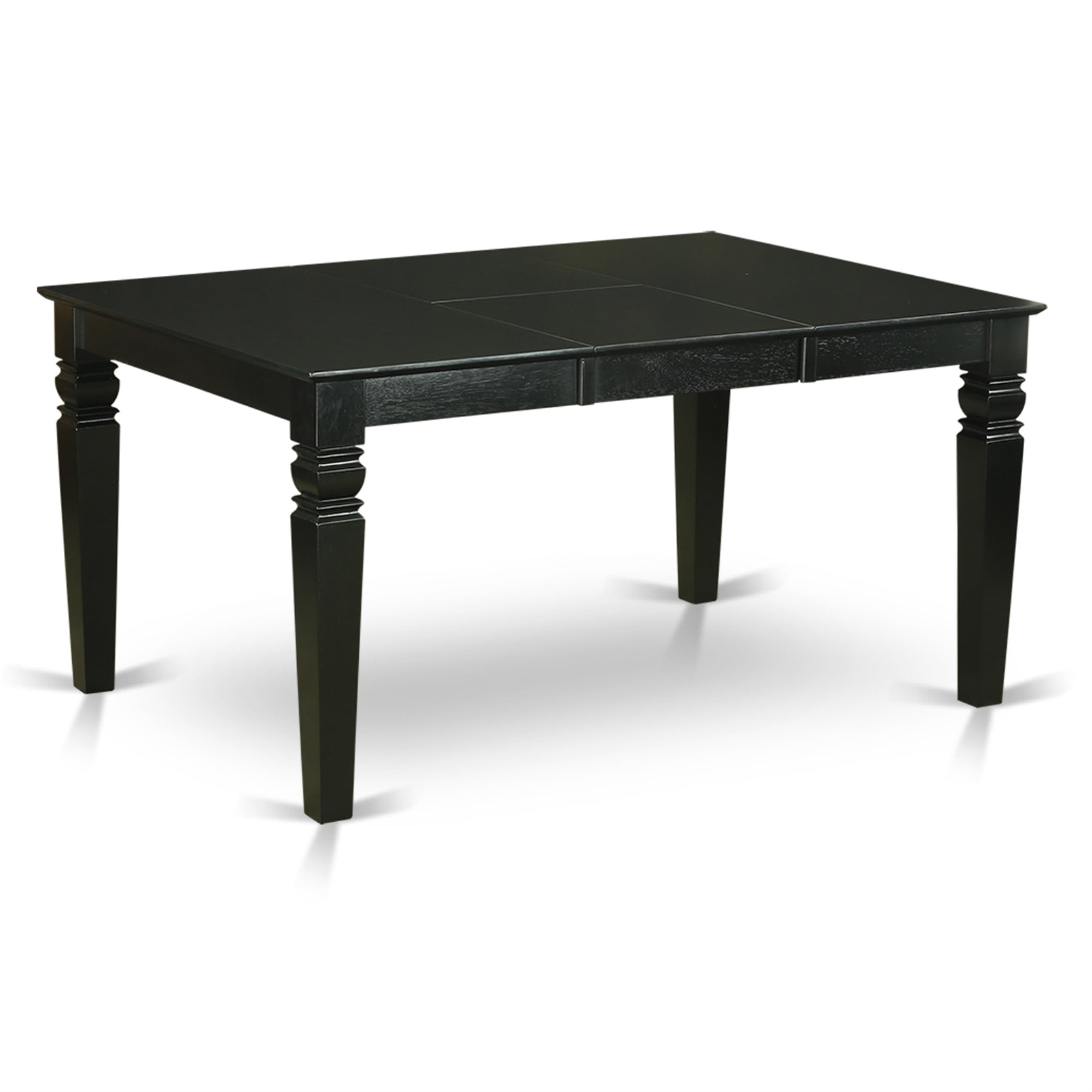 East West Furniture 3-PC Dining Set | Black Wood Table & 2 Blue Linen Parson Chairs