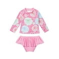 thumbnail image 4 of iEFiEL Girl's Pink Rash Guard Set Bathing Suit Long Sleeve Shirt with Skirt Bottom Swimsuit, 4 of 7