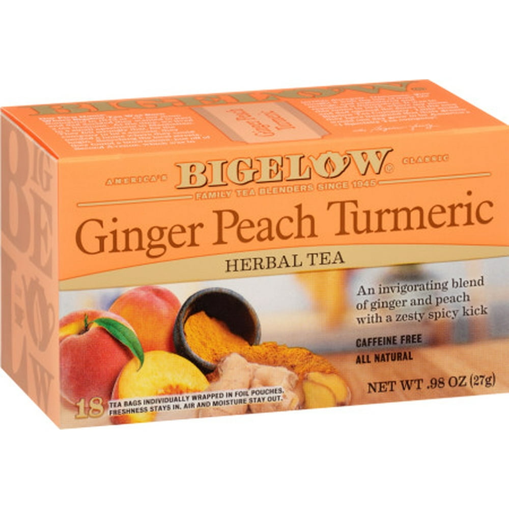 Bigelow Ginger Peach Turmeric, Herbal Tea, Tea Bags, 18 Ct Walmart