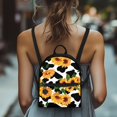 thumbnail image 4 of Eheartsgir Sunflower Cow Print Mini Backpack, Lightweight Polyester Small Backpack for Travel Hangouts, Multi-Purpose Ladies Shoulder Backpack, 4 of 8