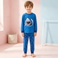 thumbnail image 2 of Ulanda Newborn Baby Boy Fall Clothes Long Sleeve Round Neck Cute Print Sweatshirt Top Long Pants Cute Toddler Winter Outfits (Blue, 7-8 Years), 2 of 9