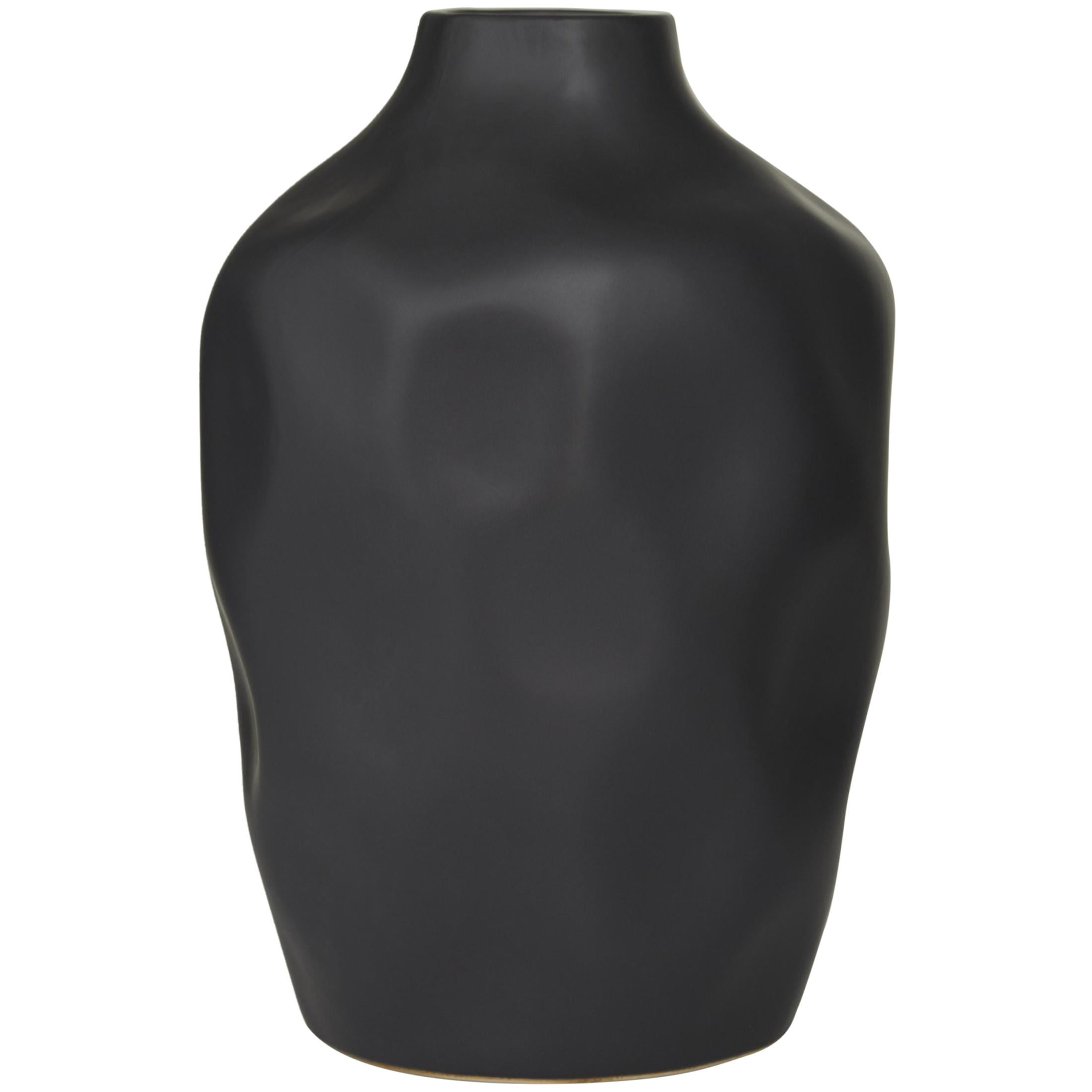 CosmoLiving by Cosmopolitan 14" Abstract Faceted Black Ceramic Vase