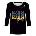 thumbnail image 4 of Gamivast Mardi Gras Shirts for Women Letter Graphic 3/4 Sleeve Carnival Blouses Carnival Party Crew Neck Tunic Tshirt Happy Mardi Gras Day Outfits, 4 of 6