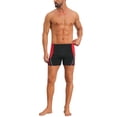 thumbnail image 2 of INSPIRE CHIC Men's Color Block Swimwear Adjustable Drawstring Pool Swimming Shorts 28 Red, 2 of 4