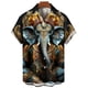 thumbnail image 2 of Camiseta de manga corta con estampado 3D de elefante para hombre, camisa informal personalizada de calle con cuello vuelto y botones, verano 2024, 2 of 5