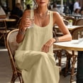 thumbnail image 6 of PRINxy Women's Sleeveless U Neck Linen Maxi Dress with Pockets Boho Flowy Long Dress for Summer Beach Vacation Daily Casual Wear Khaki S, 6 of 7