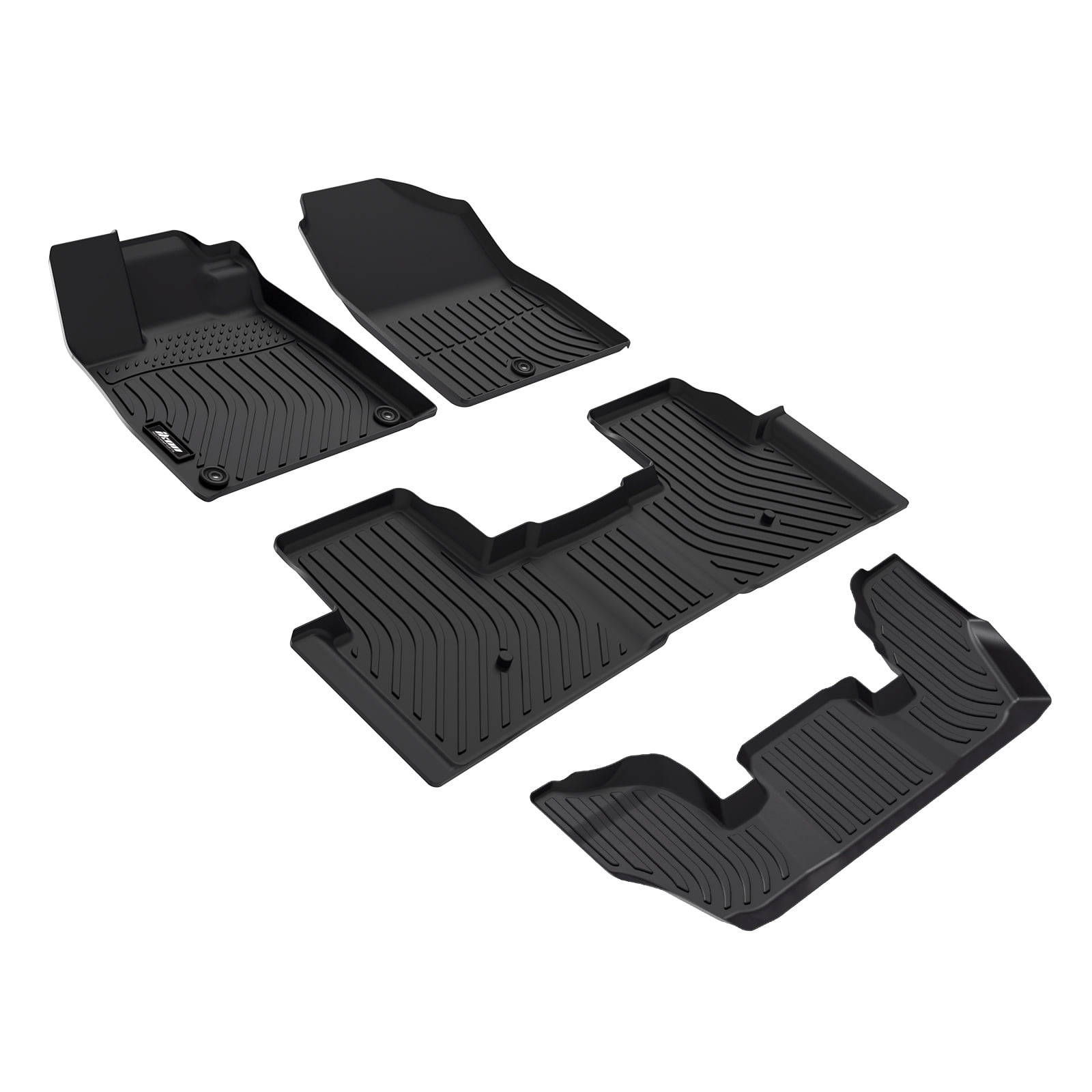 Ikon Motorsports Floor Mats Compatible With 2023-2026 Honda Pilot, Black Car Auto TPE 3D Molded Carpets Liner Front Rear Row All Weather 4PC Set Protector