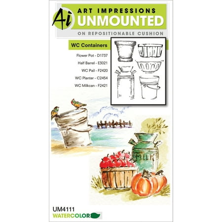 UPC: 0608729386377 | Art Impressions Watercolor Cling Rubber Stamps -Containers