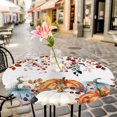 thumbnail image 6 of Pumpkins Fall Round Tablecloth for 55-60 Inch Tables,Fitted Table Cover with Elastic Edge,Thanksgiving Eucalyptus Leaves Farmhouse Waterproof Outdoor Table Cloth Protector for Patio Garden Dinner, 6 of 9