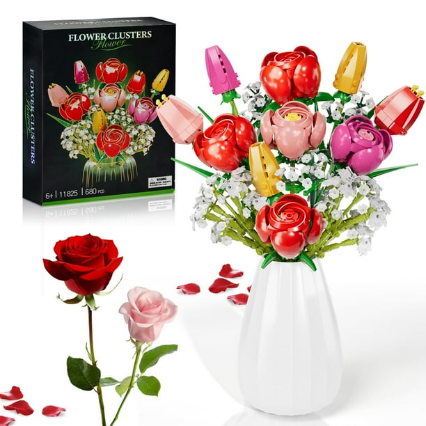Set de construcción con forma de ramo de flores GoStock Rose Tulips con 680 bloques