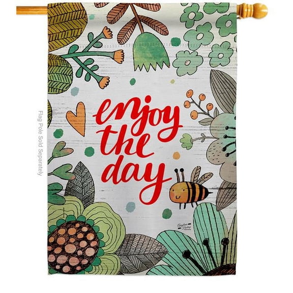 Angeleno Heritage H130330-BO 28 x 40 in. Enjoy The Day Sweet Life Expression Double-Sided Decorative Vertical House Flags - Decoration Banner Garden Yard Gift