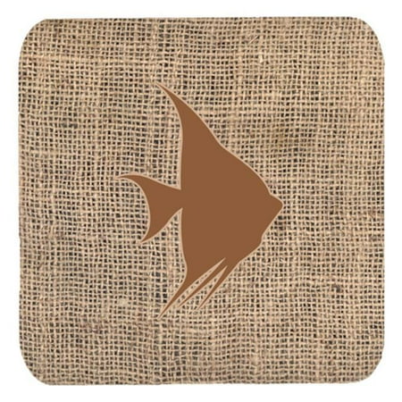 

Fish - Angel Fish Burlap And Brown Foam Coasters Set Of 4