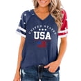 thumbnail image 3 of 250 Anniversary Usa Shirt Women Women's Casual Solid V Neck Short Sleeve Tee Everyday Tshirts for Women Dark Blue S, 3 of 5