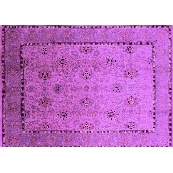 Ahgly Company Indoor Rectangle Oriental Purple Industrial Area Rugs, 7' x 10'