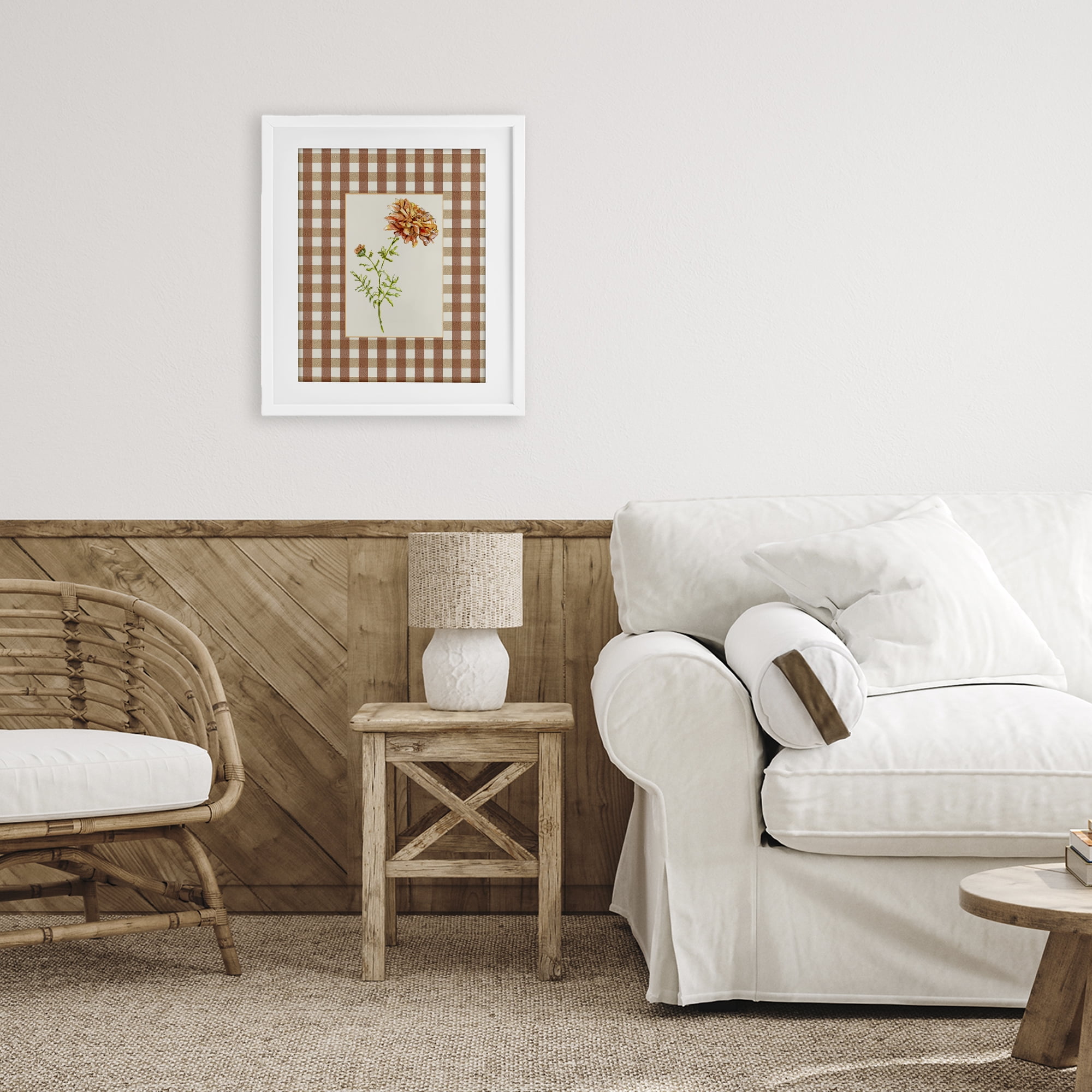 Stupell Industries Plaid Marigold Flower White Framed Print Under Glass, design by Lisa Wehmeyer