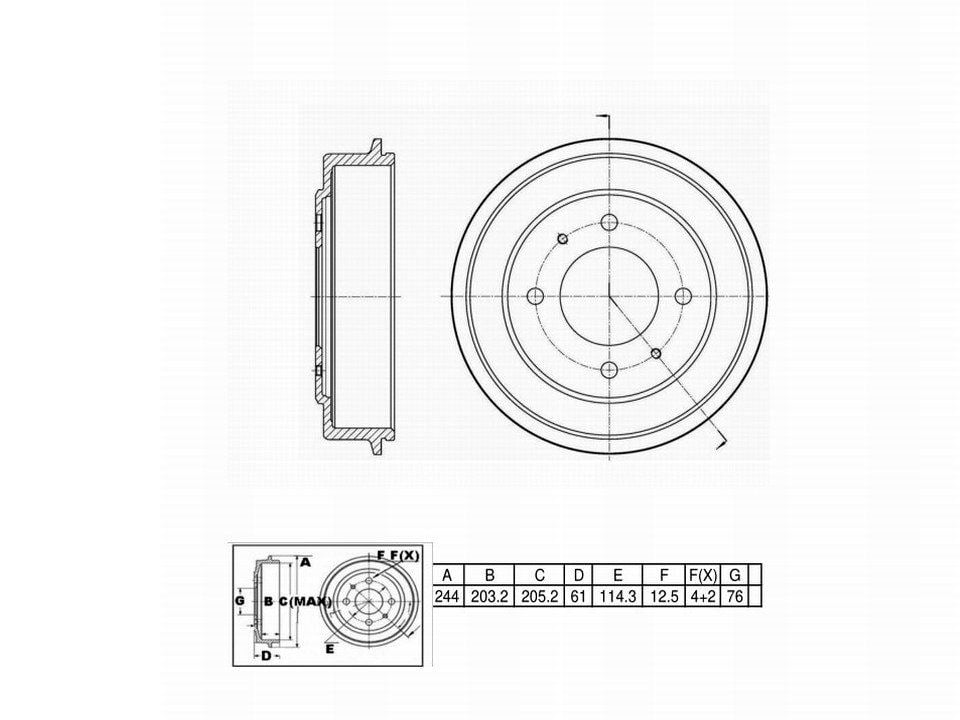 Winstop Brake Drum, Rear WS237310, Hyundai Elantra 2001-1996