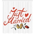 thumbnail image 3 of Ambesonne Wedding Shower Curtain, Just Married Rose Rings, 69"Wx84"L, Fern Green White Red, 3 of 3
