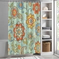thumbnail image 6 of Teal Green Boho Floral Small Stall Shower Curtain, Waterproof Shower Curtains for Bathroom, Vintage Farmhouse Ethnic Flowers Washable Fabric Bath Curtain for Bathtub with Hooks 36x72 Inches, 6 of 9