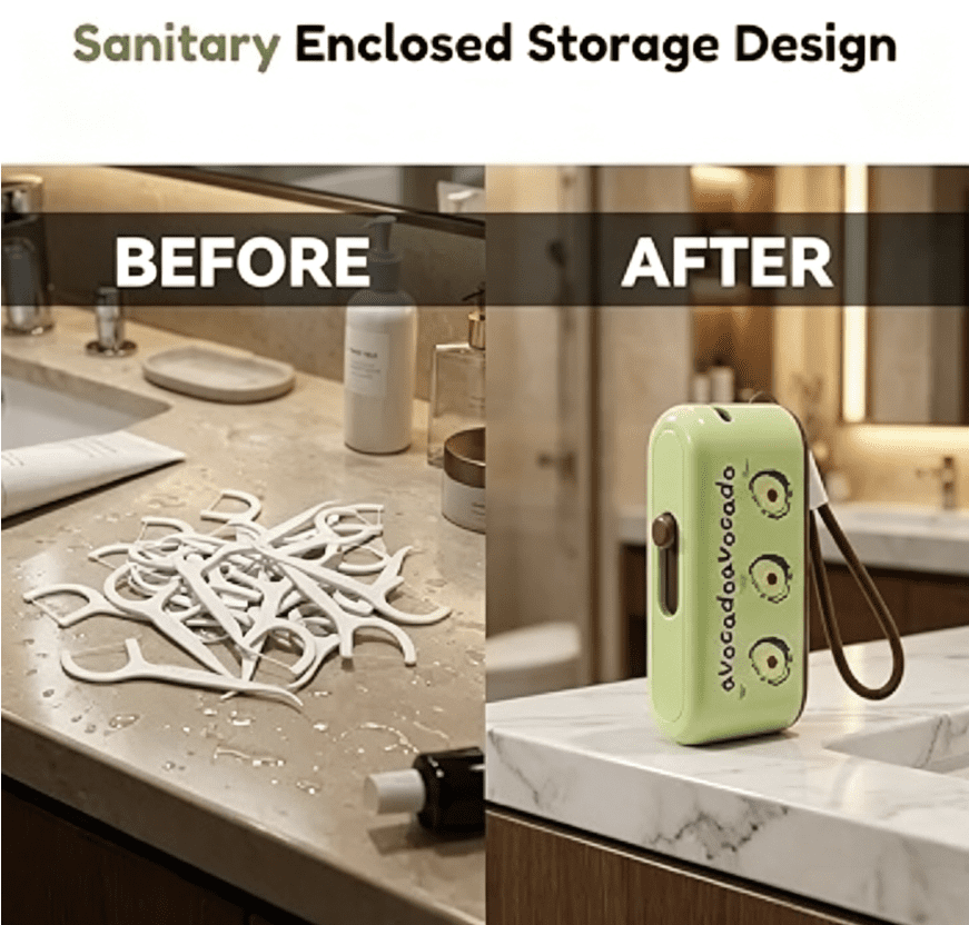 Automatic Pop-up Portable Floss Dispenser with 10 Pcs Dental Floss for Cleaning Teeth and Oral Care Portable Travel Floss is Perfect for Travel, for Home, Restaurant, and On-the-Go Oral Care