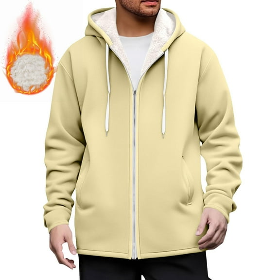 Chiccall Zip up Hoodies for Men Winter Fleece Lined Sweatshirt Thick Warm Hooded Jacket with Zipper Pockets