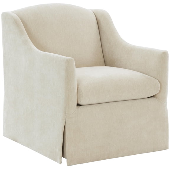 Comfort Pointe Ludlow Skirted Swivel Beige Polyester Fabric Accent Chair