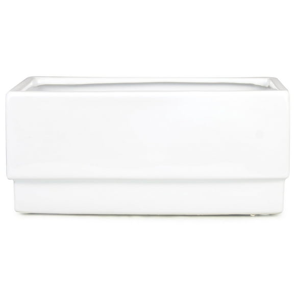 Glazed White Rectangular Planter