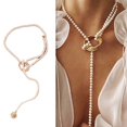 thumbnail image 1 of follureLadies Personnalité Baroque Géométrique Métal Rétro Collier de Perles, 1 of 5