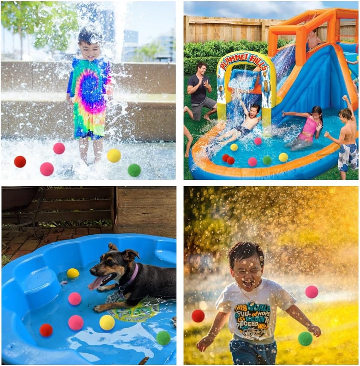 Cotton Water Balls, GIXUSIL 100 Pcs Reusable Soft Splash Water Balloons for Outdoor Yard Pool Beach Fun Game Summer Water Toys Present for Adult (Colour Mixture)