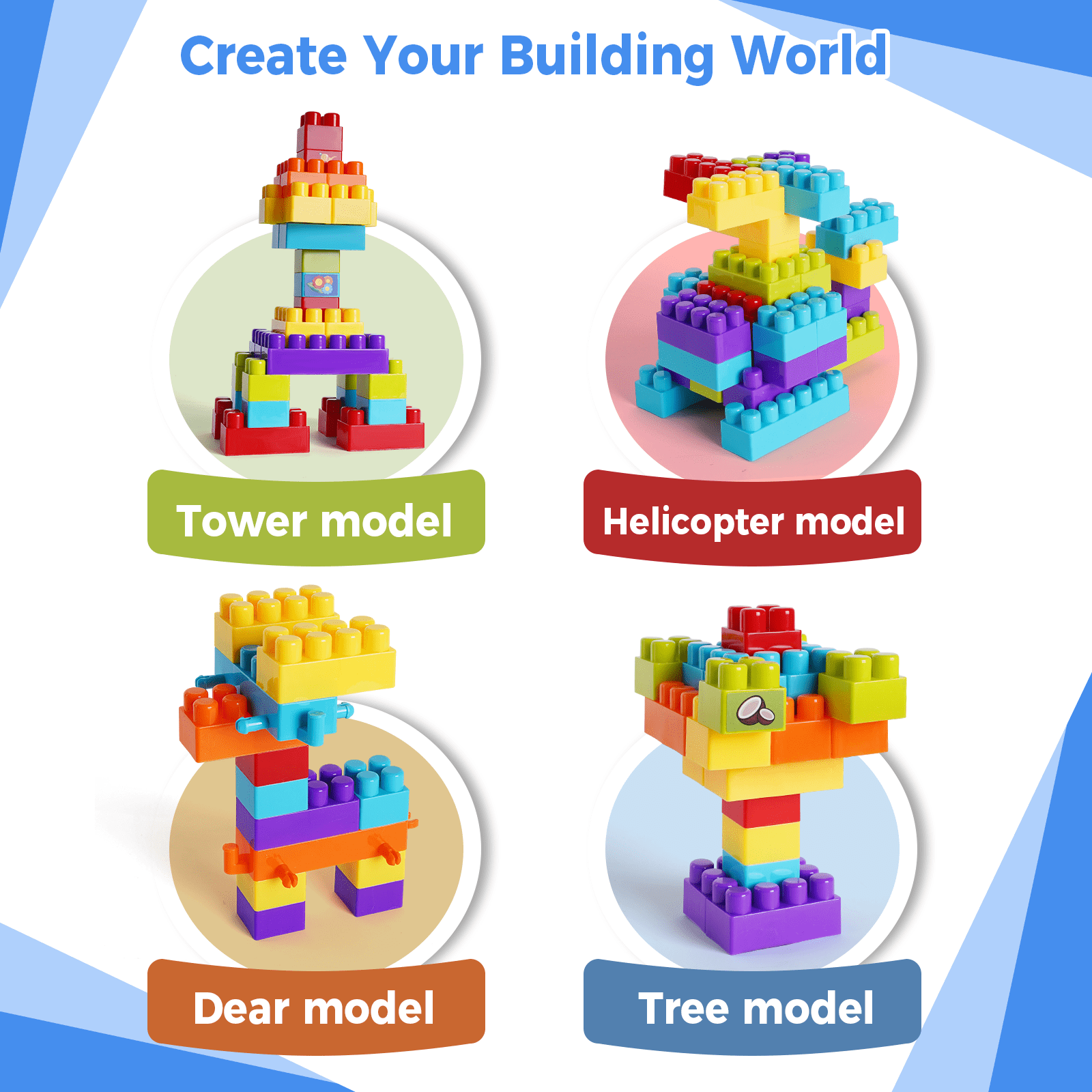 Building Blocks for Kids Toddlers, 370 Pcs Large Classic Building Bricks Blocks Set, Basic STEM Toys Birthday Gift for Kids Age 3+