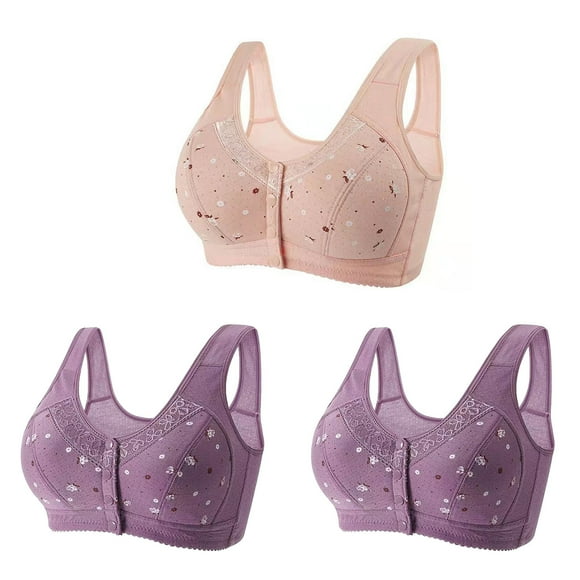 Bigersell Bras for Women Sans Armature 3 Pcs Soutien-Gorge Sans Fil Style R-21 Soutiens-Gorge de Maintien Respirants Lot R-21-pinks