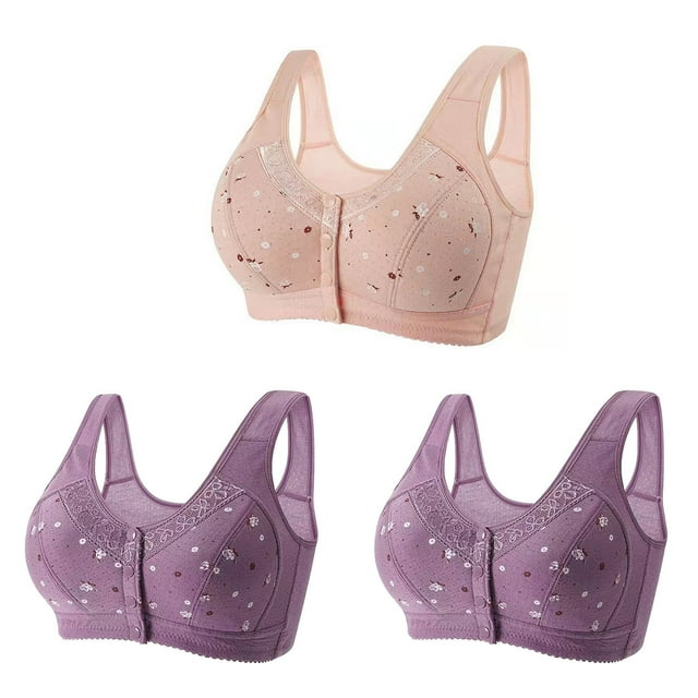 Bigersell Bras for Women Sans Armature 3 Pcs Soutien-Gorge Sans Fil Style R-21 Soutiens-Gorge de Maintien Respirants Lot R-21-pinks