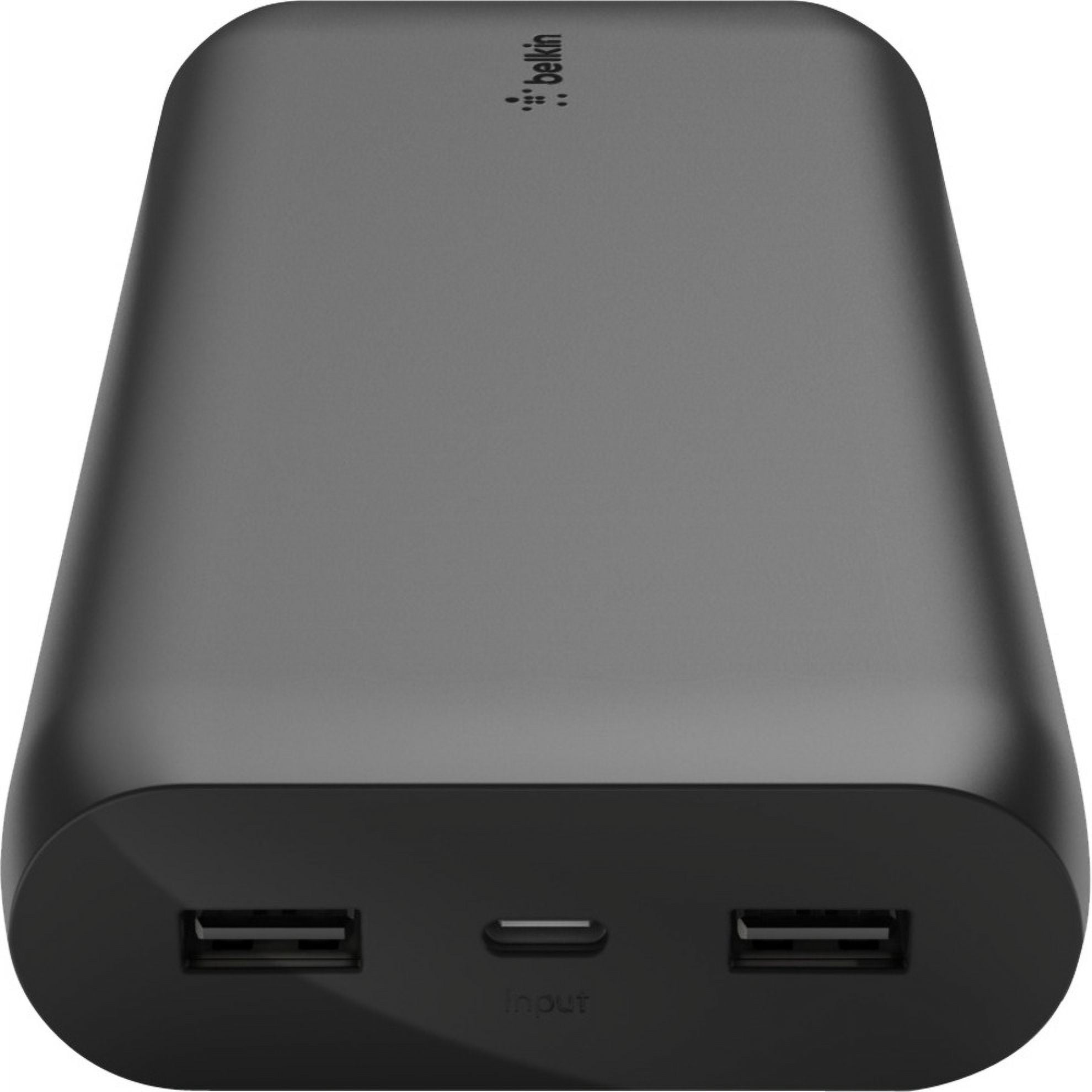 Belkin Portable Power Bank Charger 20K (Portable Charger Battery Pack w/Dual USB Ports, 20000mAh Capacity) for iPhone, iPad, AirPods and More, Black (BPB003btBK)