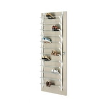 Whitmor 36 Pair White 12-Tier Over-the-Door Shoe Rack Steel and ABS Plastic, Adult Use