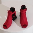thumbnail image 2 of SACFOF Womens Peep Toe Ankle Booties Chunky Heels Cutout Back Zipper Sandals Suede Side Ankle Strap Dress Sandals, 2 of 6