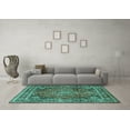 thumbnail image 3 of Ahgly Company Machine Washable Indoor Rectangle Medallion Turquoise Blue Traditional Area Rugs, 2' x 3', 3 of 4