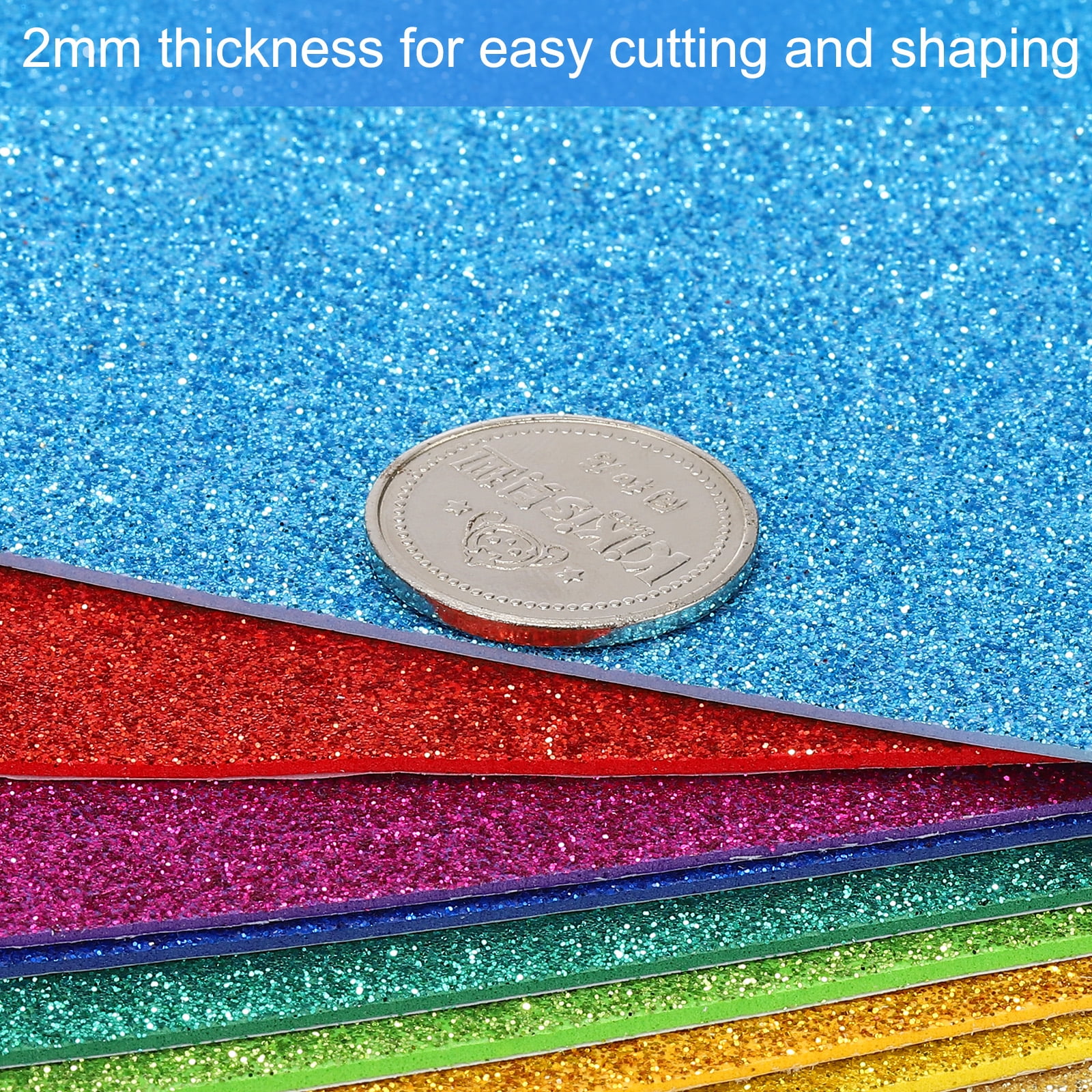 Uxcell 20 Sheets 2mm Glitter Foam Sheet, 16" x 12" Dark Blue Sparkle EVA Paper