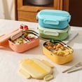 thumbnail image 3 of Bwiyojiz Home, Garden & Tools Kitchen Dining Entertaining Student Two-cent Lunch Box Small Fresh with Tableware Portable Travel, Gifts for Friend, Blue, 3 of 9