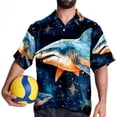 thumbnail image 4 of Starry Shark Men's Short Sleeve Hawaiian Beach Poplin Shirt Casual Printed Button Down Summer Unisex Shirt, 4 of 6