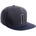 thumbnail image 1 of Daxton Classic Snapback Hat Custom A to Z Initial Varsity Letters, Charcoal Navy Hat White Black Letter I, 1 of 2