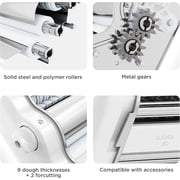 Classic 260 Pasta Maker Machine, 26 Cm Wide Rollers, 9 Thickness Positions, 2 Cutting Positions, Stainless Steel. Includes Reinforced Hand Crank And Two Clamps (White)