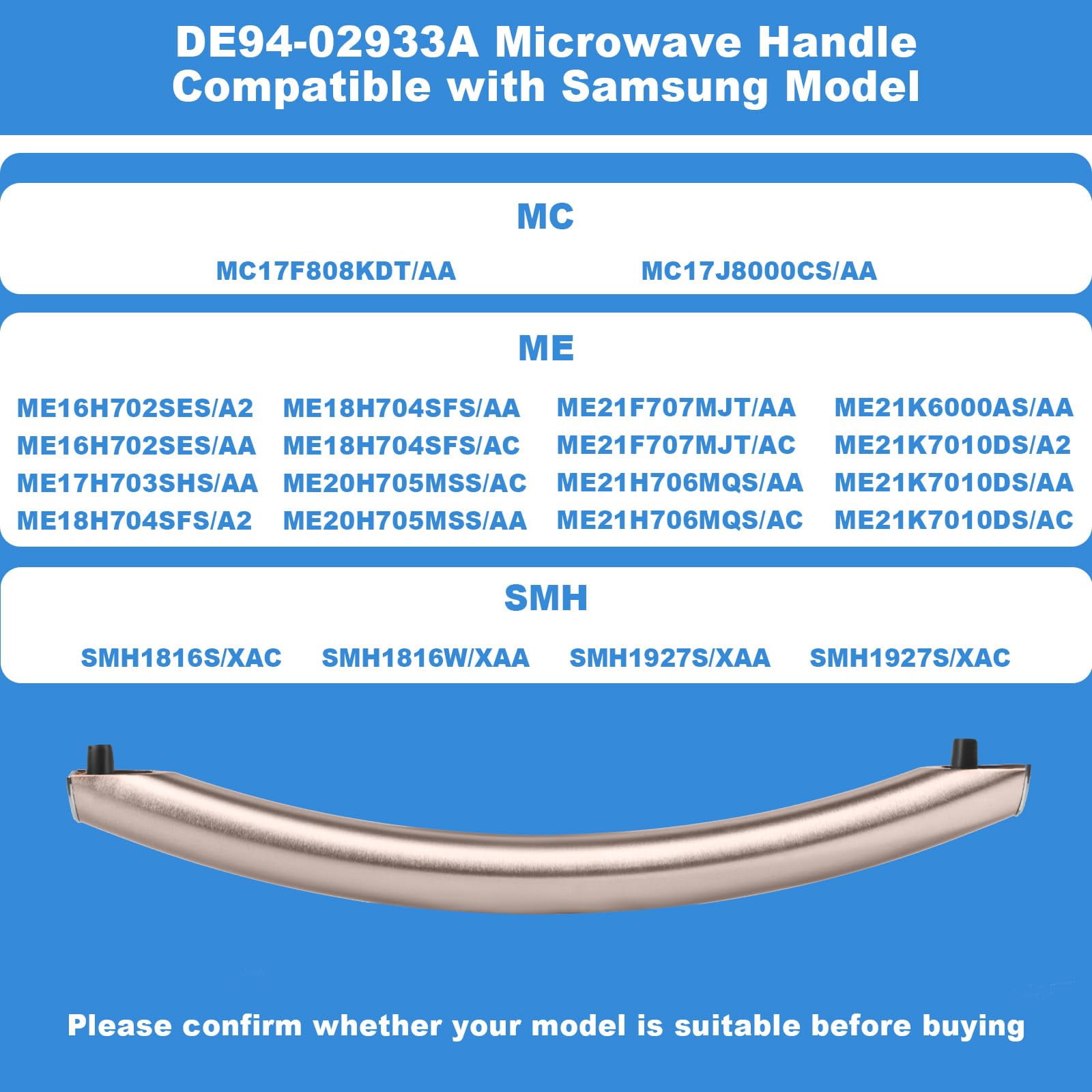 Upgraded  DE94-02933A Microwave Door Handle Compatible with Samsung Microwaves Handle Replacement for DE64-02522A 2448710 AP5622966 PSP4239327 PS4239327