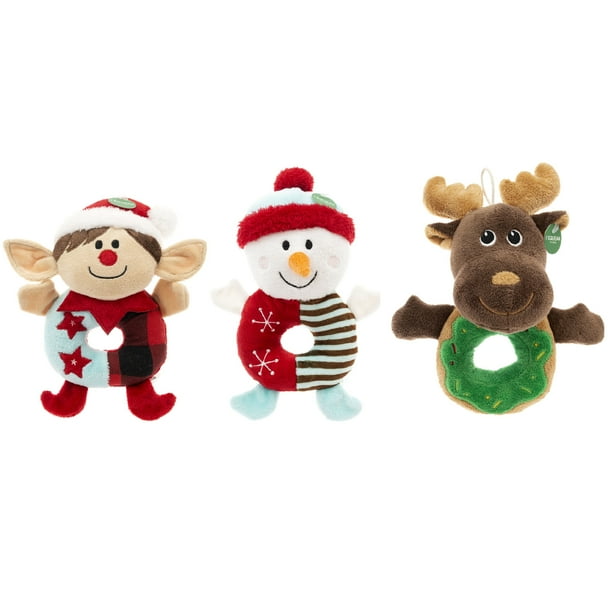 Holiday Time Ring Plush Dog Toy Set, 3 Count